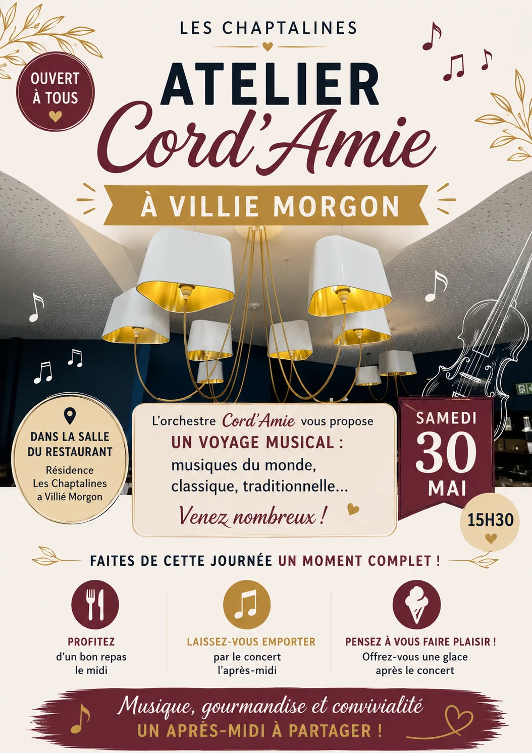 Affiche atelier Cord’Amie aux Chaptalines à Villié-Morgon