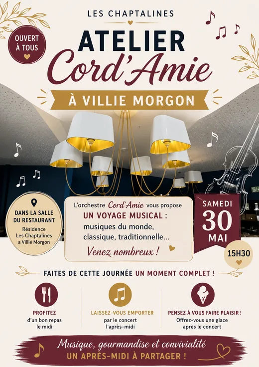 Affiche atelier Cord’Amie aux Chaptalines à Villié-Morgon