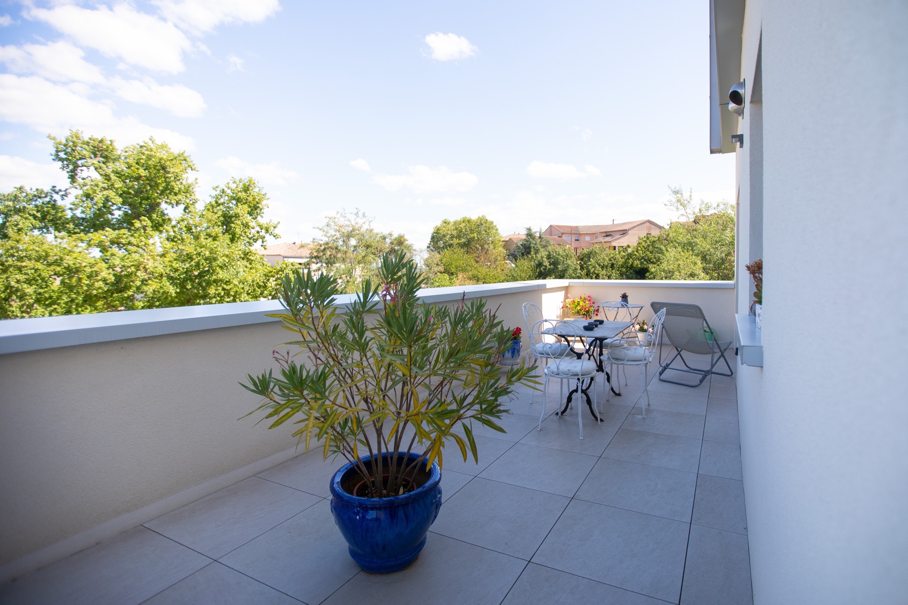Balcon d’un appartement de la résidence